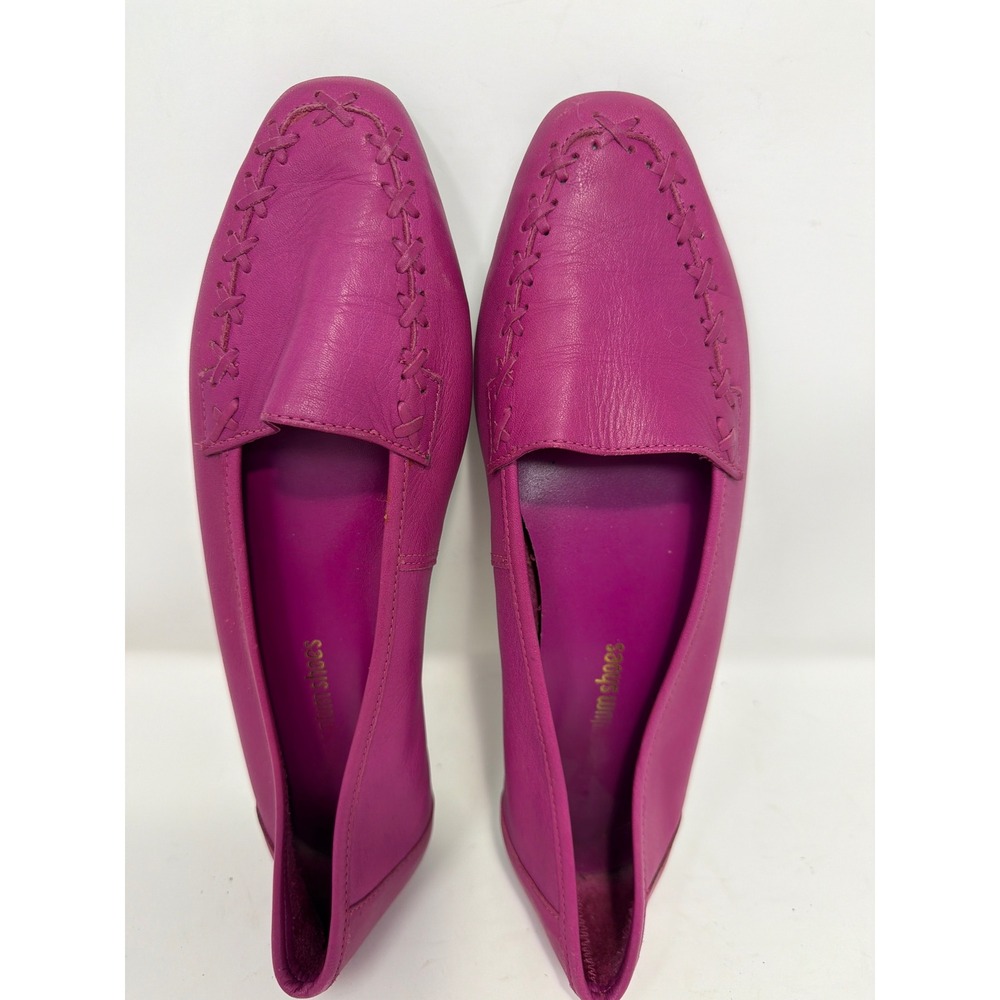 Brass Plum Shoes‎ Women's 8N Magenta Leather Loafer Flat Shoes Made in Brazil - Picture 7 of 9